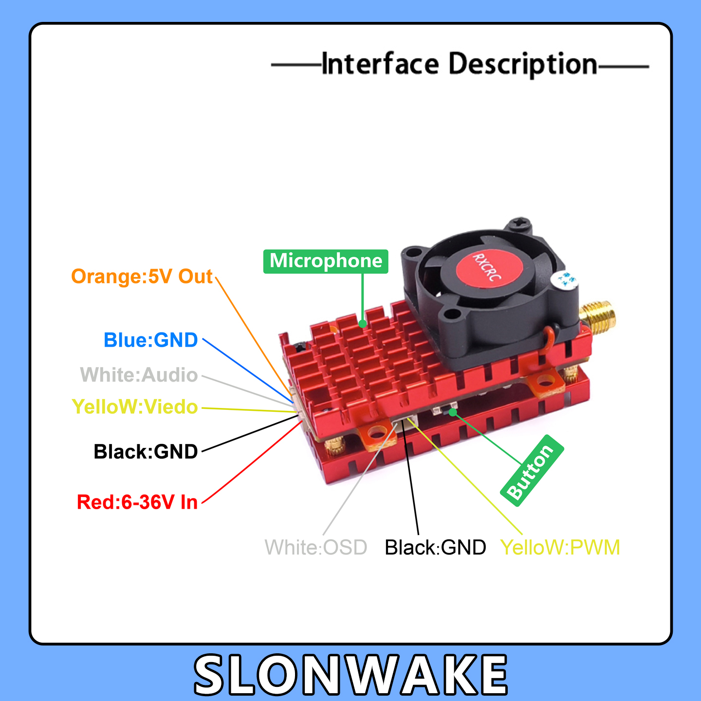 SLONWAKE 5.8G 2W VTX FPV 1800T - đánh giá và giá Drone Racing Camera
